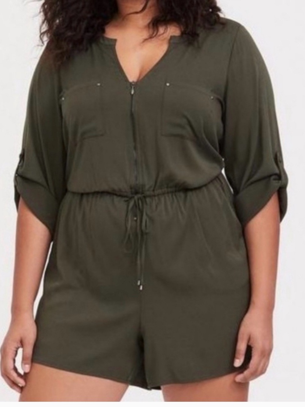Torrid 2x Olive Green Drawstring Short Jumpsuit